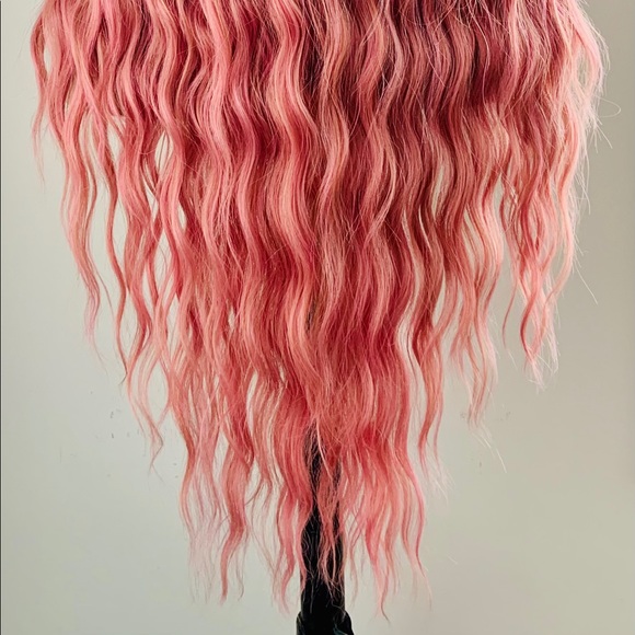 Long 28” Wavy Dusty Pink Synthetic Lace Front Wig - Picture 12 of 15